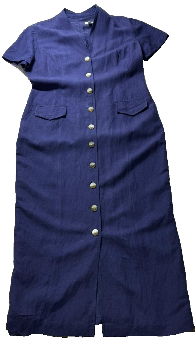 Savannah Dress - Navy Blue Linen - Size 10