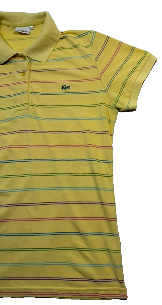 Lacoste Men Yellow Multi-Color Striped Pique Polo Shirt Croc Logo XXXL