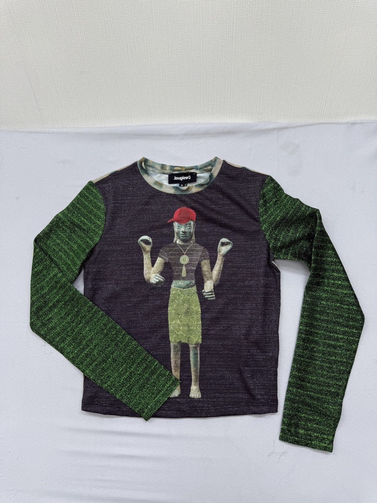 Desigual Multicolor Graphic Long Sleeve T-Shirt Size Small Unisex