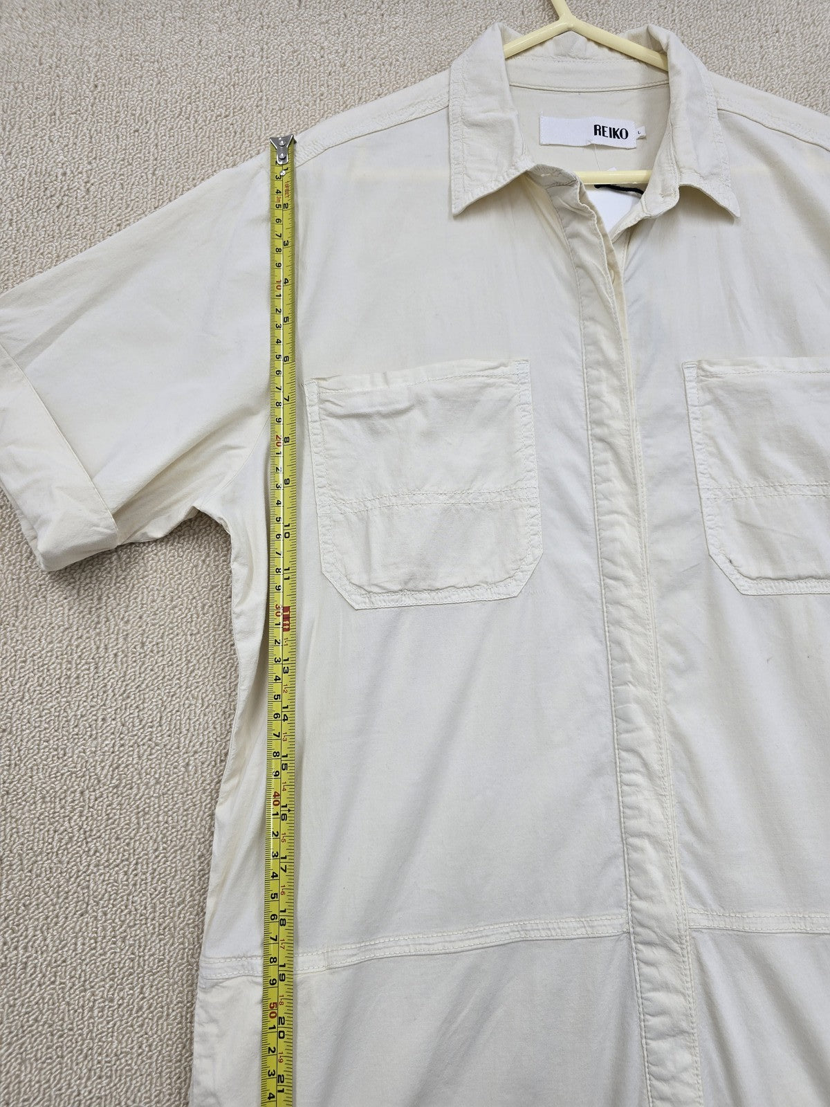 Women's White Cotton Coveralls Jumpsuit Reiko Size L