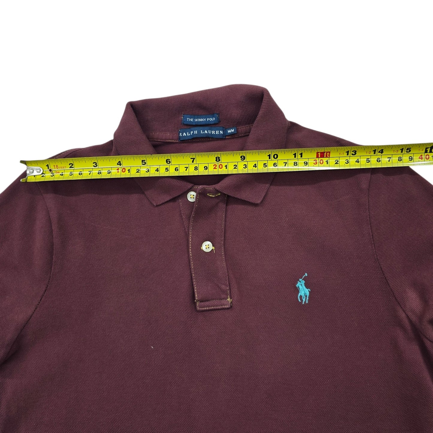 RALPH LAUREN Women's Burgundy Skinny Polo WM Cotton Pique