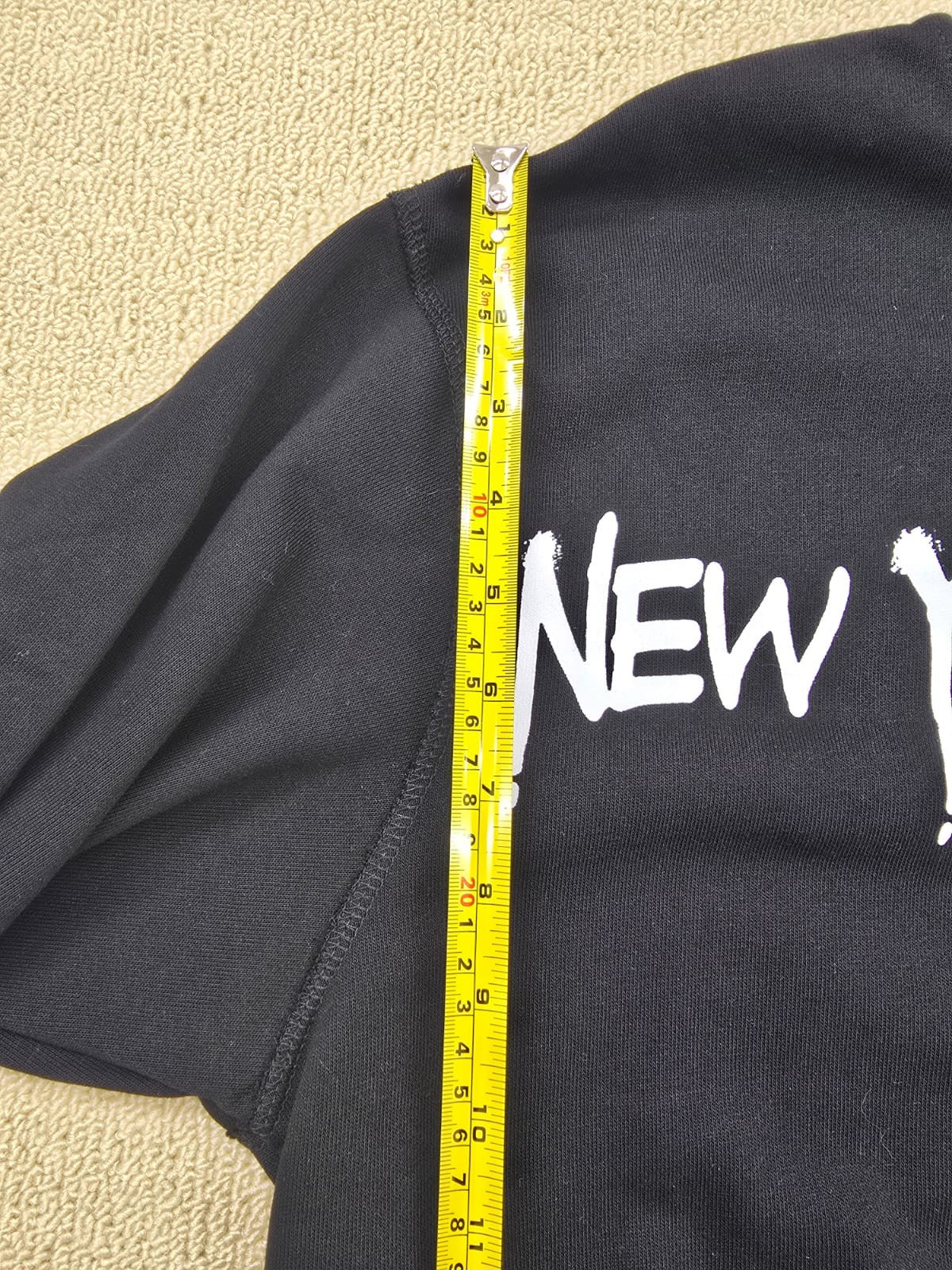 Steve Madden Black Graphic NY Story Hoodie M Relaxed Knit Long Sleeve