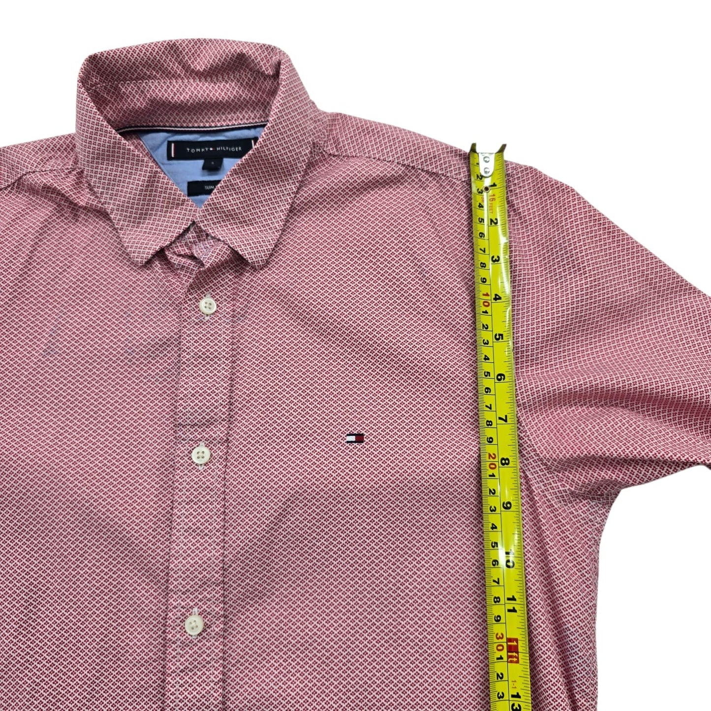 Tommy Hilfiger Men's Pink Slim Fit Long Sleeve Shirt Size S