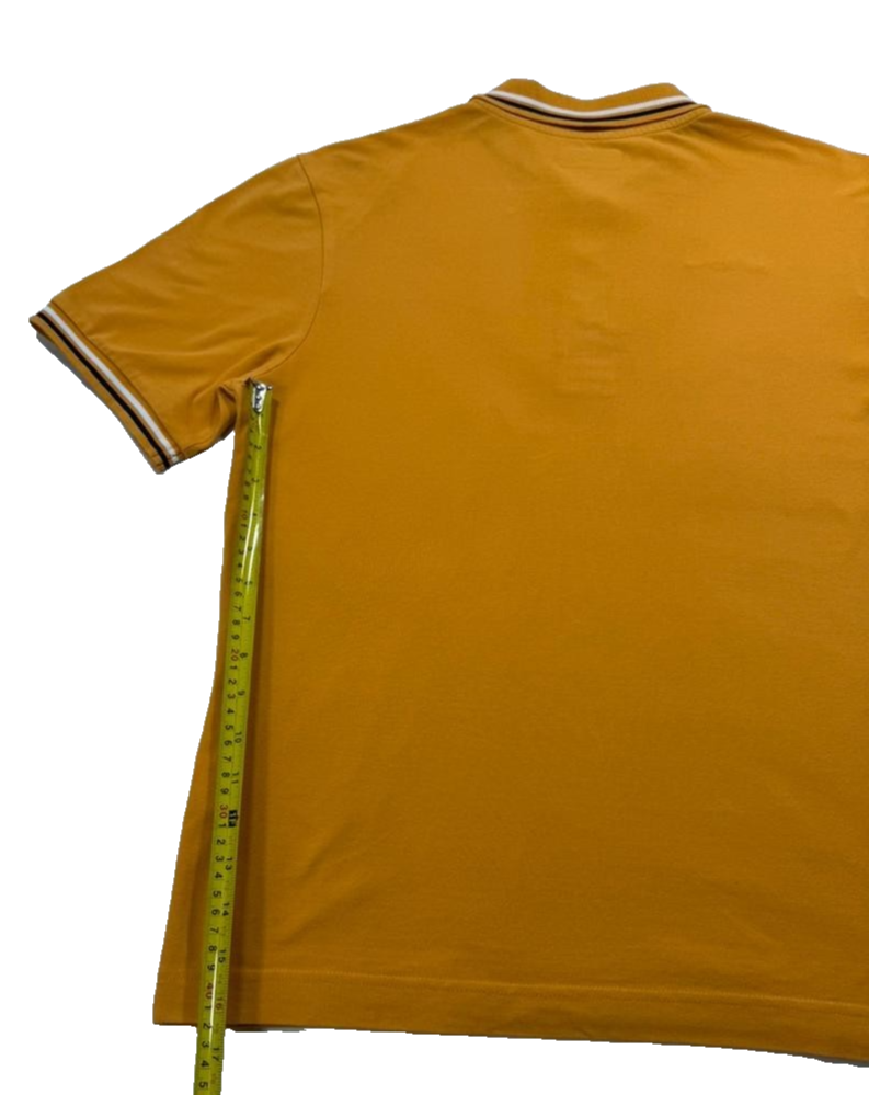 Men's Retro Kappa Yellow Polo With Striped Collar And Cuffs - Size Small