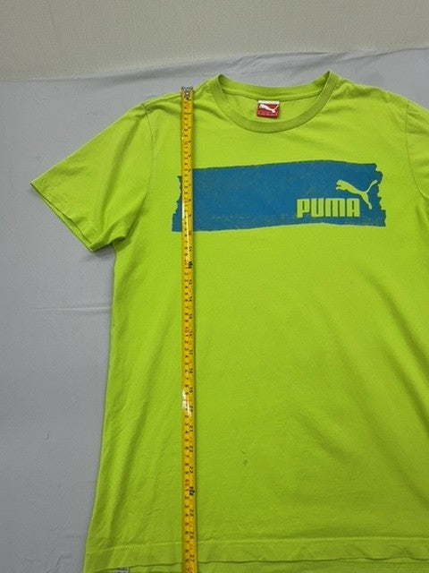Puma Men's Yellow-Green Graphic T-Shirt Size M Cotton Crew Neck