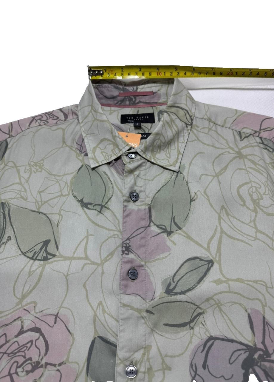 Ted Baker Men's Green Bobbio Long Sleeve Floral Print Shirt |Size:L