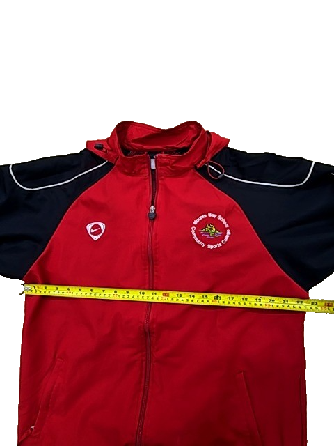 Nike Men's Red Hooded Jacket M Zipper Long Sleeve Sportswear Nylon
