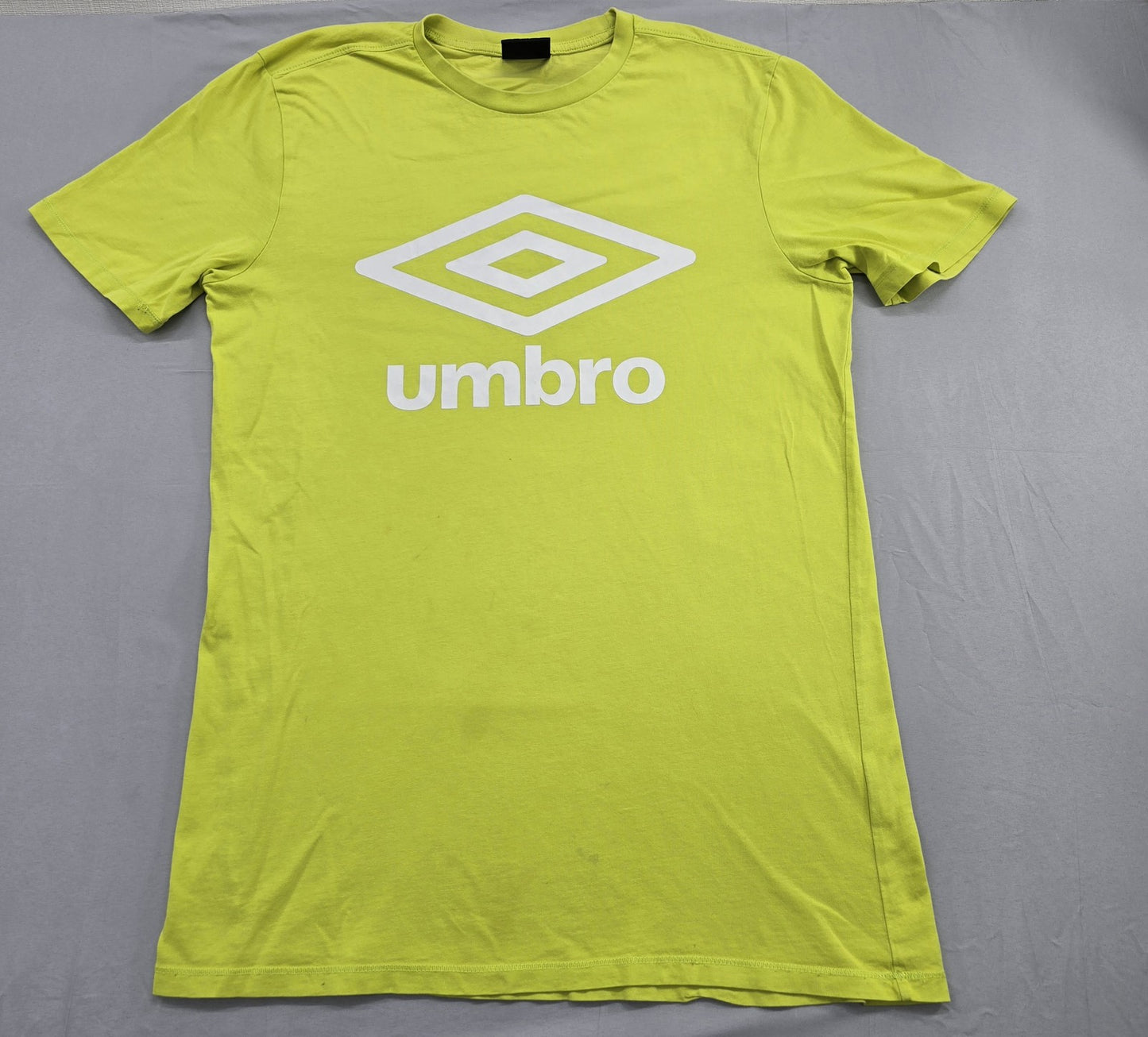 Umbro Men's Neon Yellow Graphic T-Shirt Size M Cotton Crew Neck