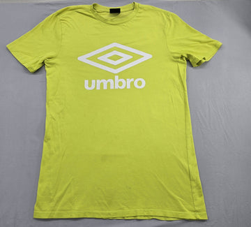 Umbro Men's Neon Yellow Graphic T-Shirt Size M Cotton Crew Neck