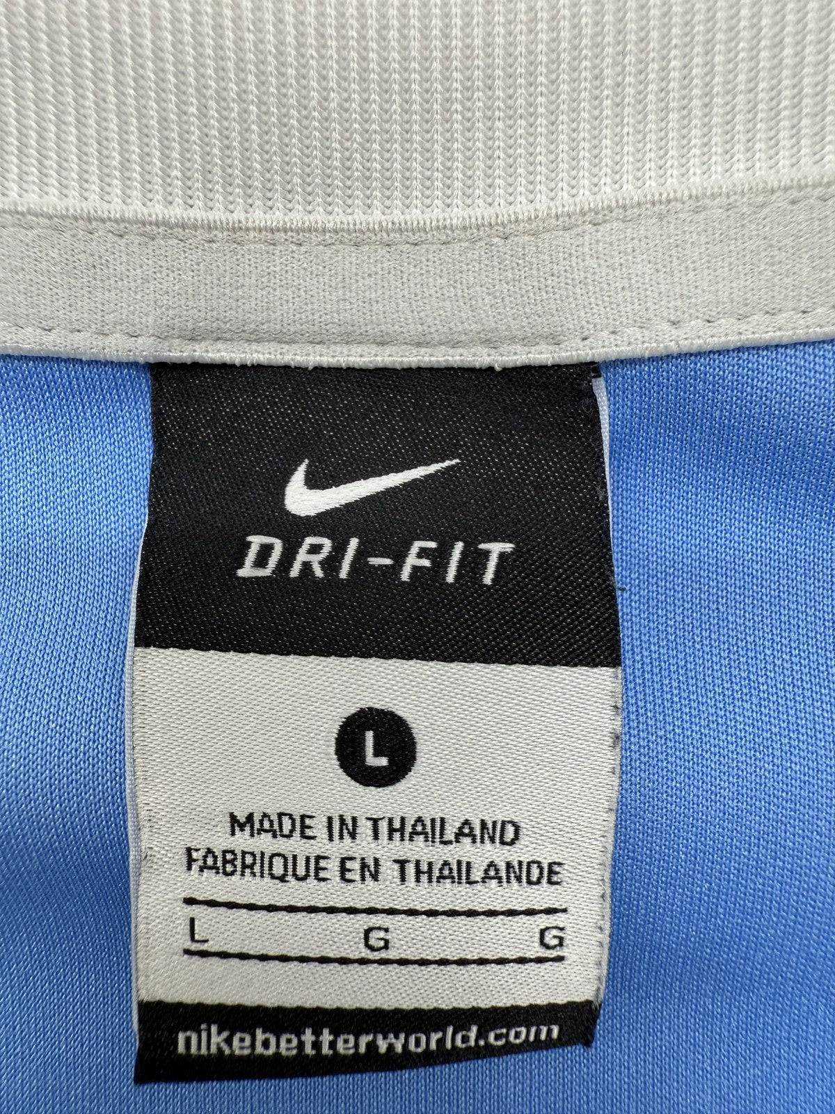 Nike Men's L Navy/Light Blue Striped Dri-FIT Soccer Jersey V-Neck