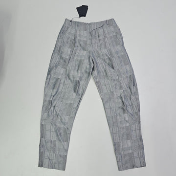 Giorgio Armani Icon Check-Motif Linen-Blend Trousers With Pleats 40 BNWT