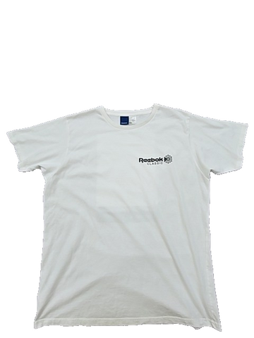 Reebok Men's White Short Sleeve T-Shirt XL Logo Crewneck Italy