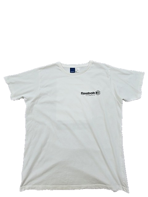 Reebok Men's White Short Sleeve T-Shirt XL Logo Crewneck Italy