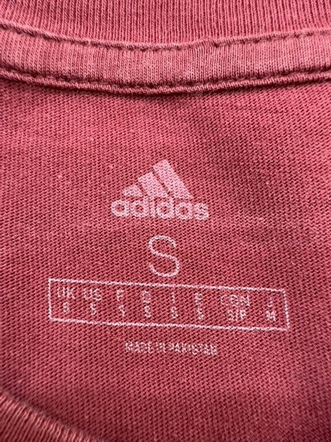 Adidas Men's Maroon Striped 3-Stripes T-Shirt S Cotton Crewneck