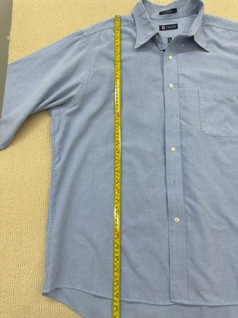 Chaps Men's XL Light Blue Wrinkle Free Oxford Dress Shirt 17-17.5" 36/37"