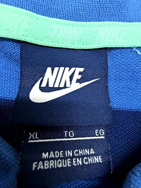 Nike Men's Blue Striped Polo Shirt XL Short Sleeve Cotton