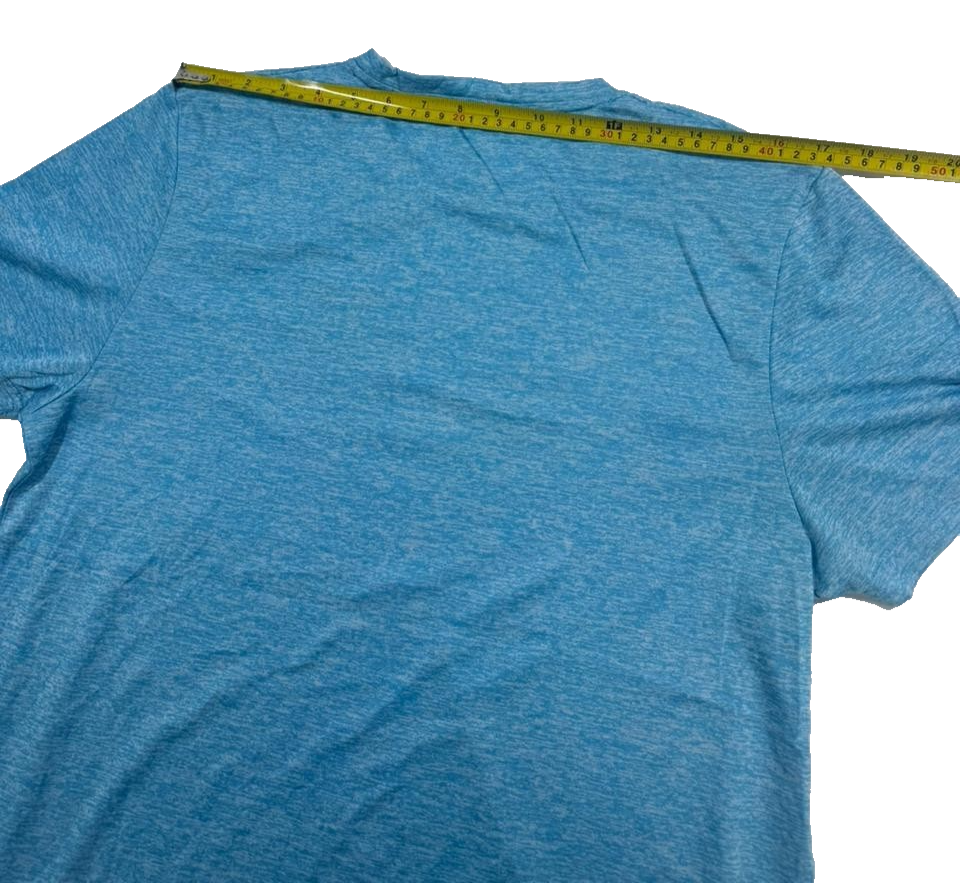 Ellesse Men's Light Blue Speckle Athletic T-Shirt Logo Crew Neck Size L