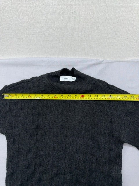 Vila Women's Black Mock Neck Balloon Sleeve Sweater XS