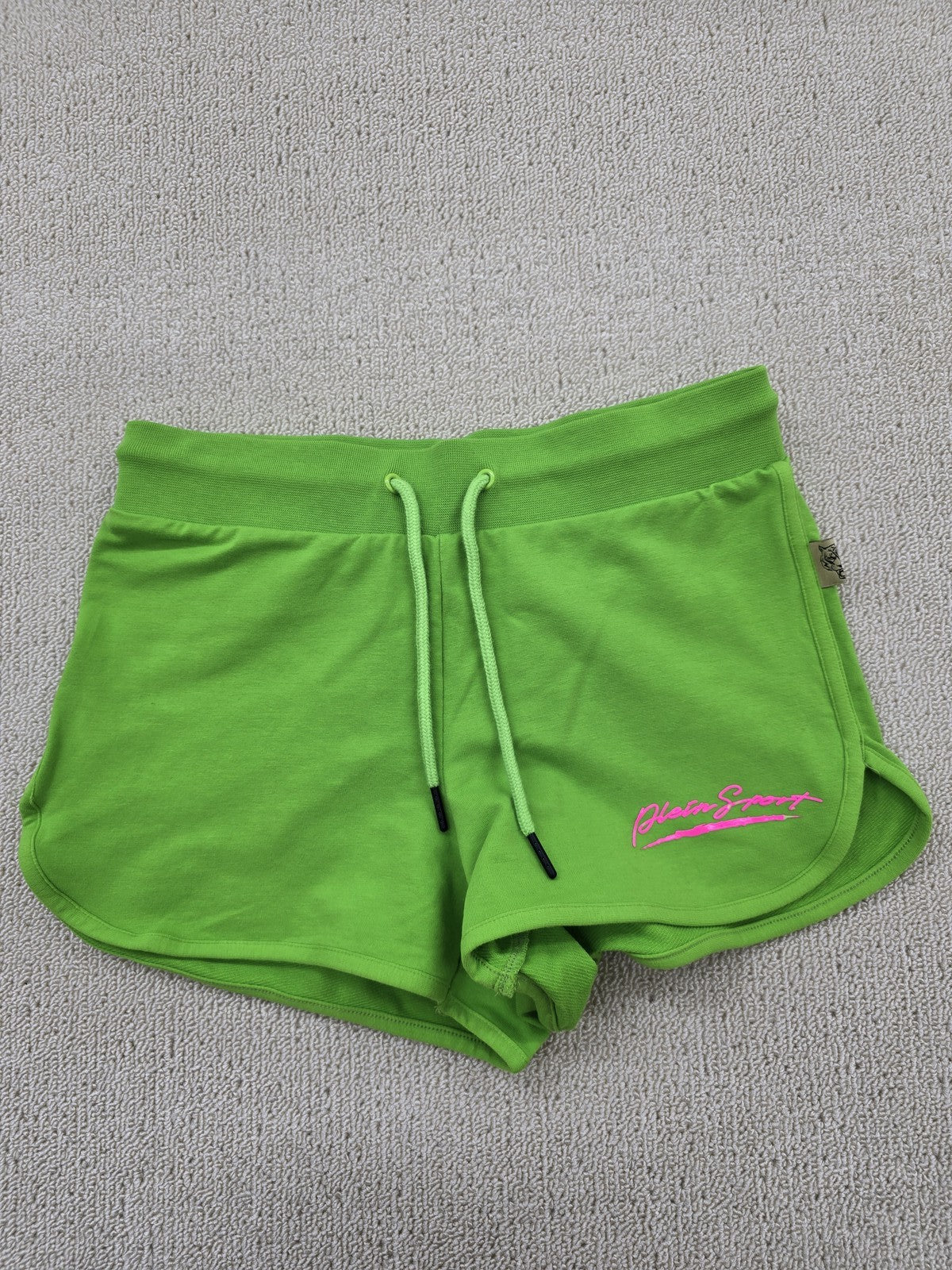 Plein Sport Green Men's Track Shorts Cotton Blend Jersey Fleece