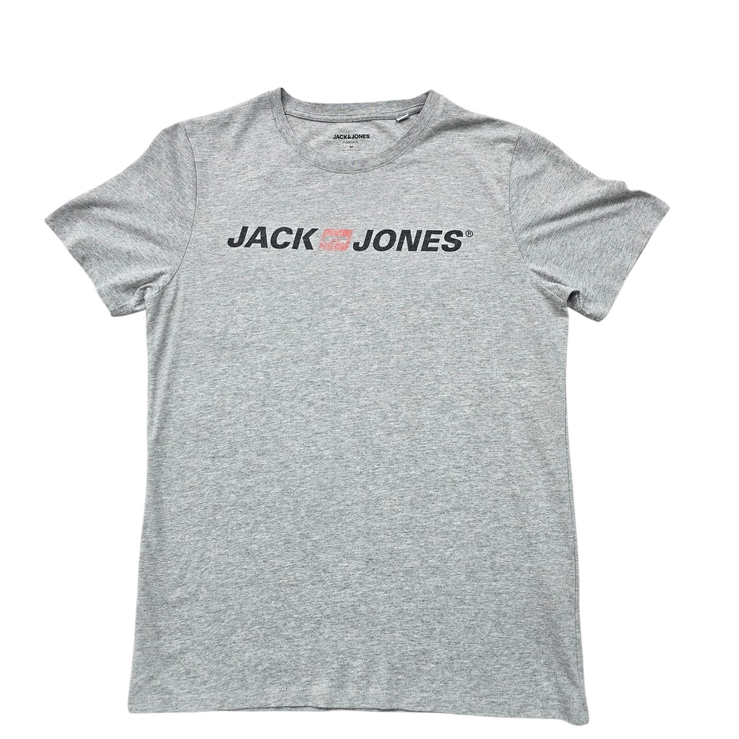 Jack & Jones Men's M Heather Gray Logo Graphic Cotton T-Shirt