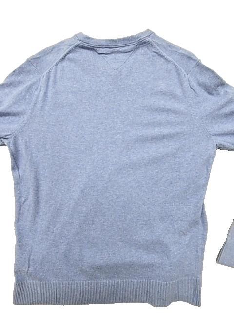 Tommy Hilfiger Men's Light Blue V-Neck Cable Knit Sweater L Pima Cotton Cashmere