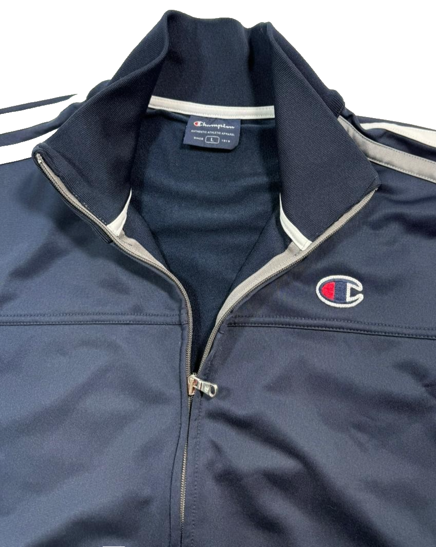 Champion Men's Full Zip Jacket In Navy Blue - Size L