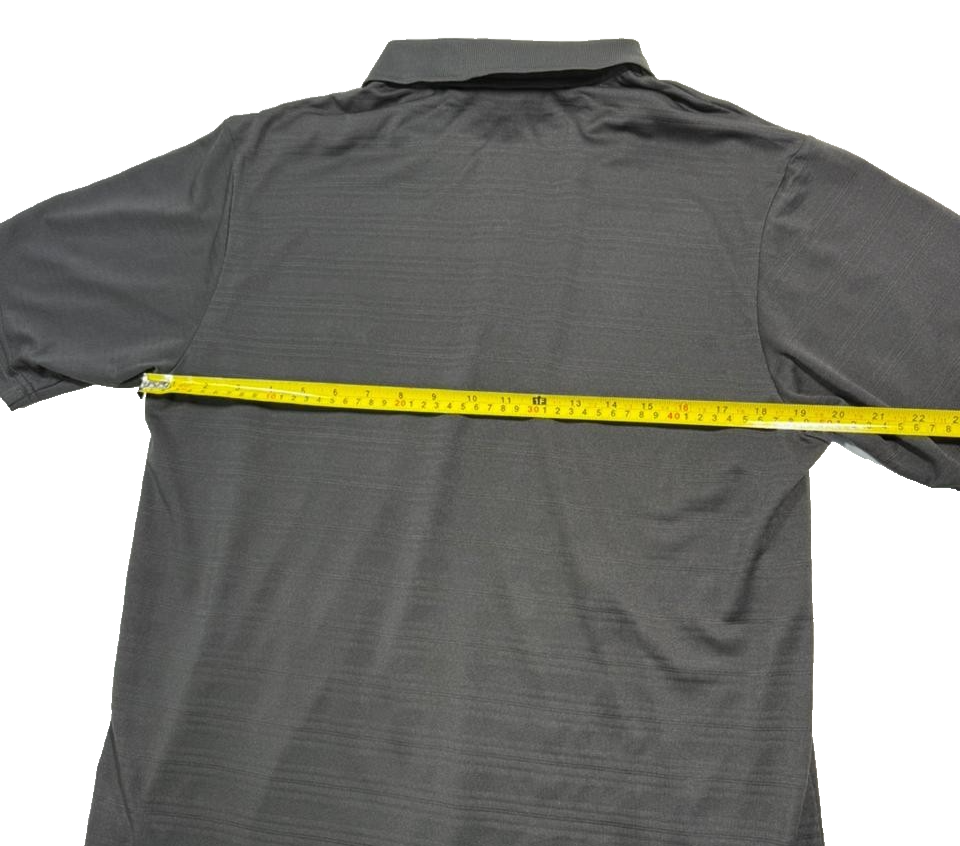 Adidas Men's Black Golf Polo Shirt Climalite Textured Stripe Logo Size L