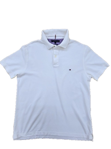 Tommy Hilfiger Men's White Slim Fit L Polo Short Sleeve Cotton Pique