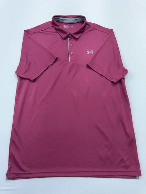 Under Armour Men's Burgundy Long Sleeve Polo Big & Tall XXL Loose