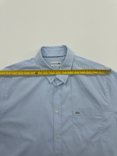 Lacoste Men Light Blue Button-Up Shirt Size US 1 Regular Fit Style