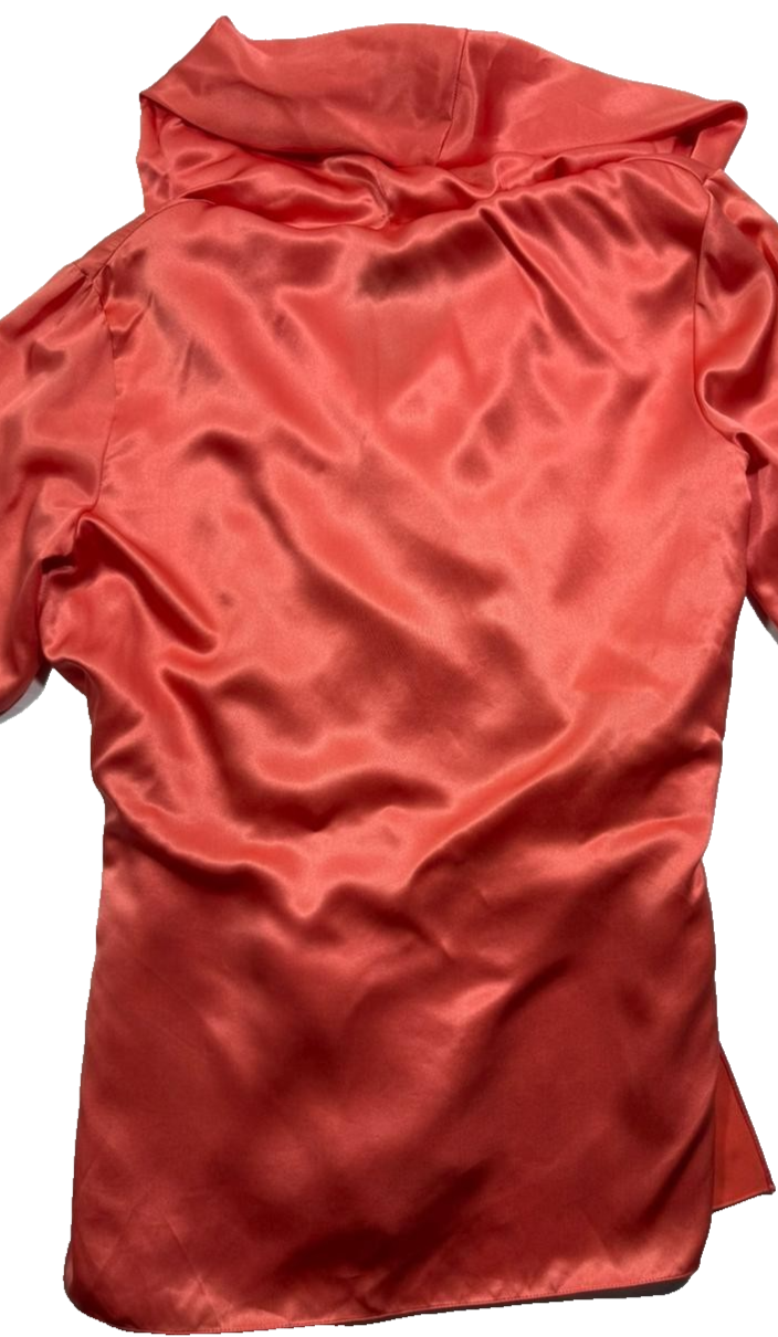 Giorgio Armani Women's Orange Satin Draped Hooded Wrap Top Size 42 BNWT