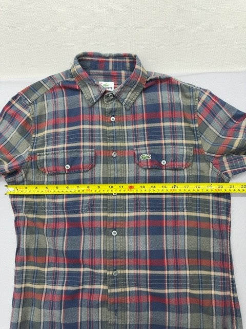 Lacoste Men's Size 39 Multicolor Plaid Flannel Long Sleeve Button-Down Shirt