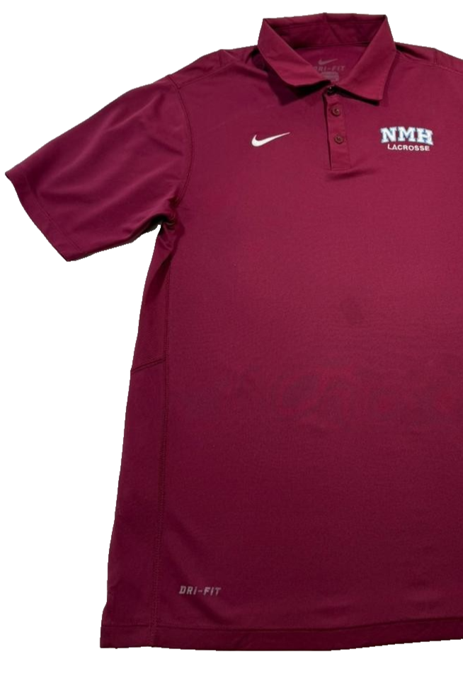 Nike Men's Maroon Nmh Lacrosse Dri-FIT Polo Shirt White Swoosh Size L
