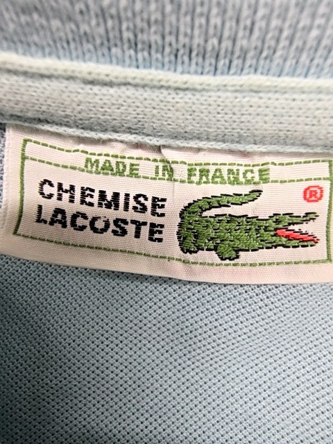Lacoste Men's Light Blue Cotton Polo Shirt Size 6 Vintage France