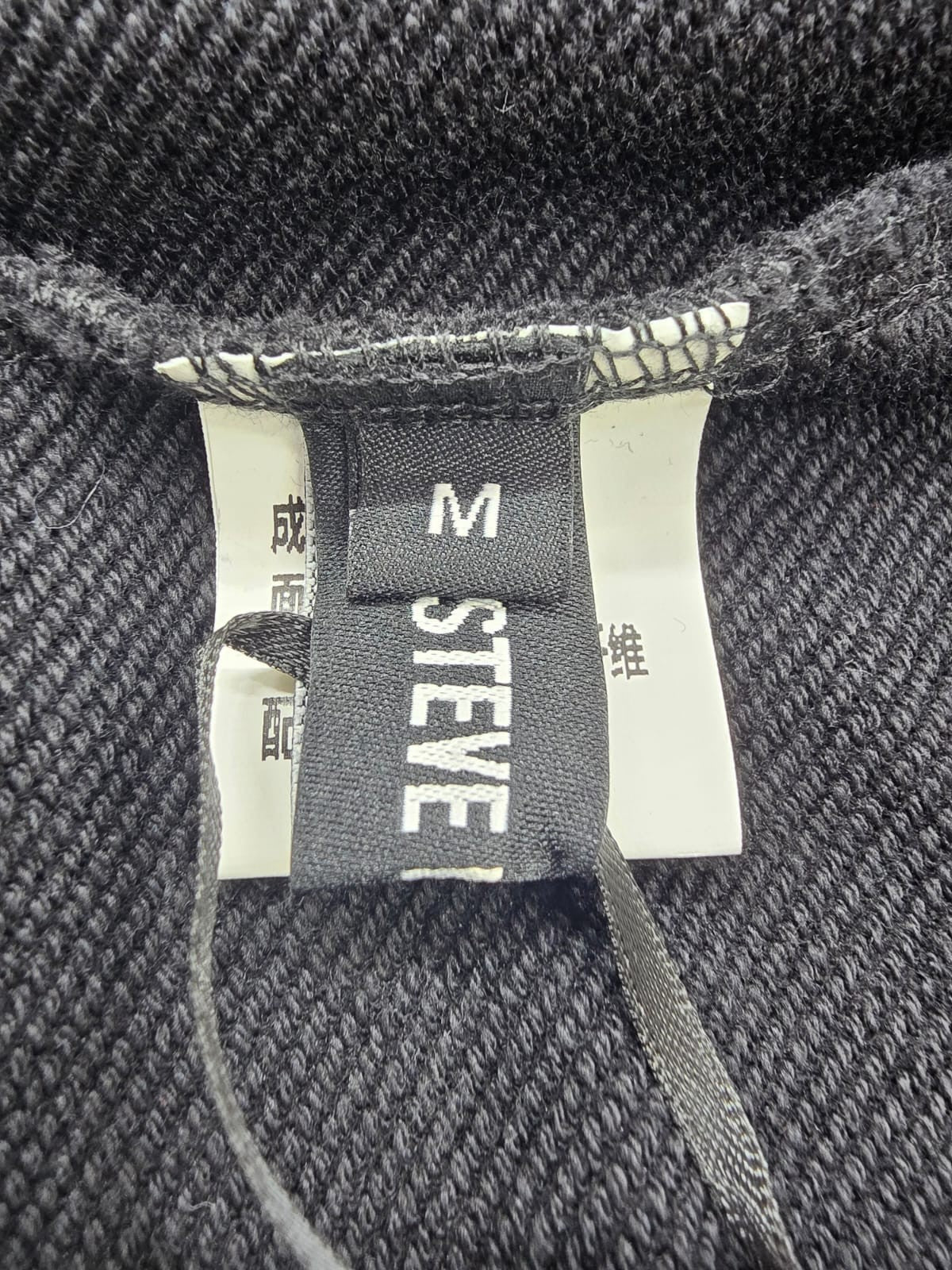 Steve Madden Black Graphic NY Story Hoodie M Relaxed Knit Long Sleeve