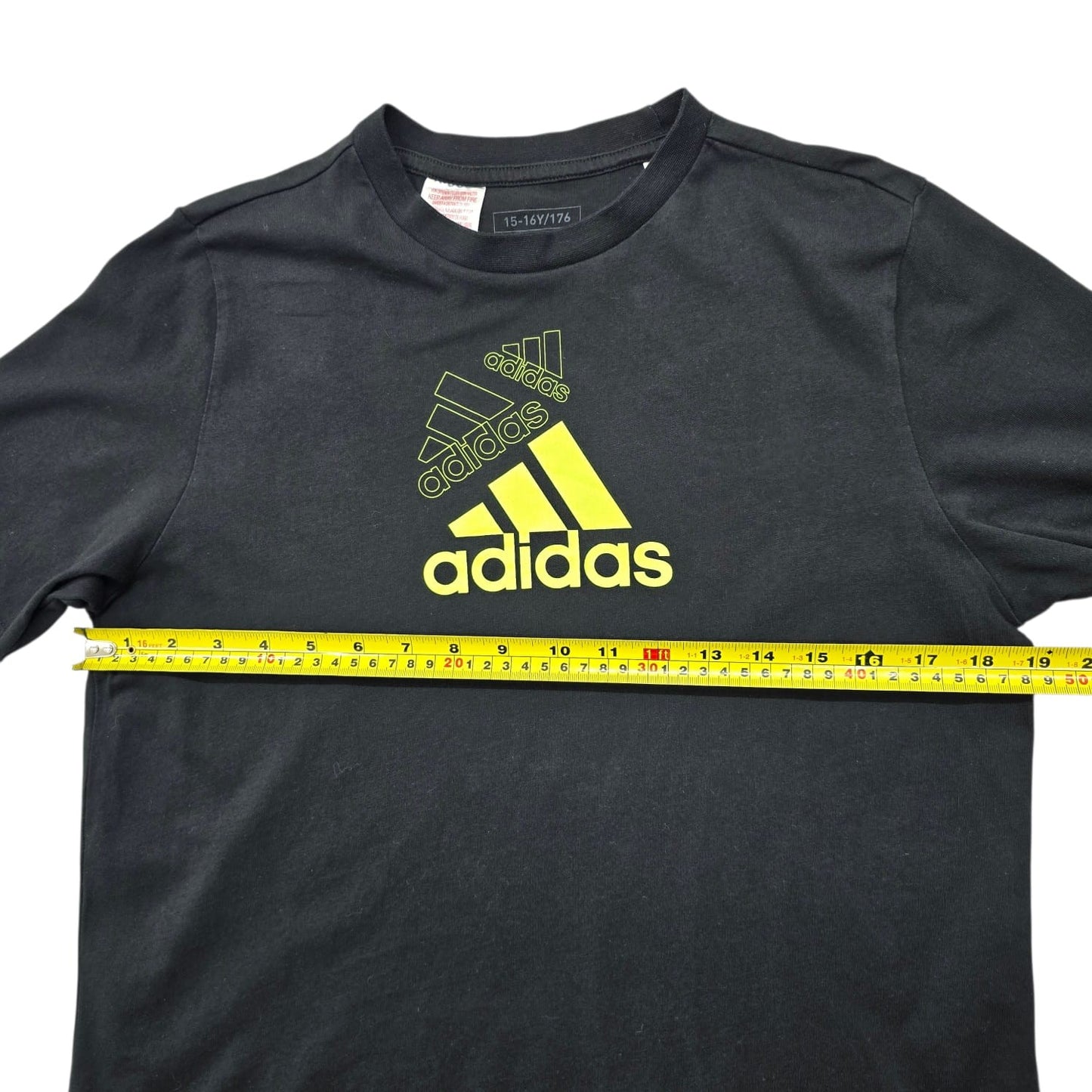 Adidas Youth Black Neon Stripes Graphic T-Shirt 15-16 Yrs