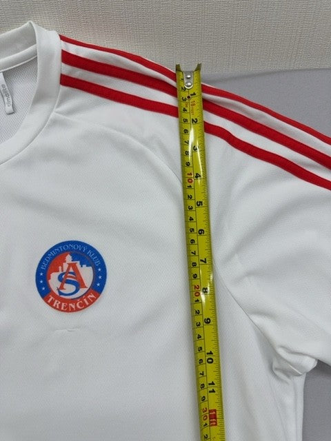 Adidas Men's XL White Striped Climalite Short Sleeve Jersey Crewneck