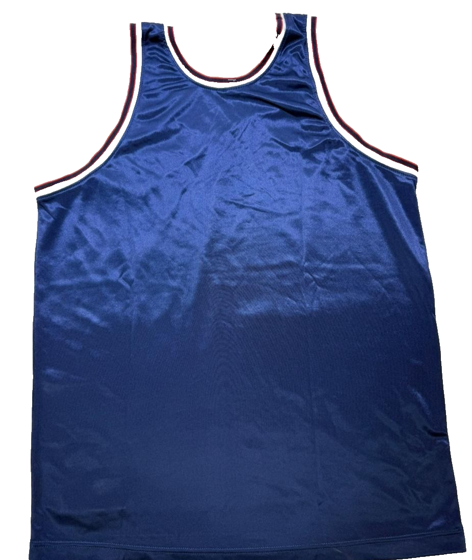 Vintage Nike Team Basketball Jersey In Dark Blue With White And Red Trim - XL