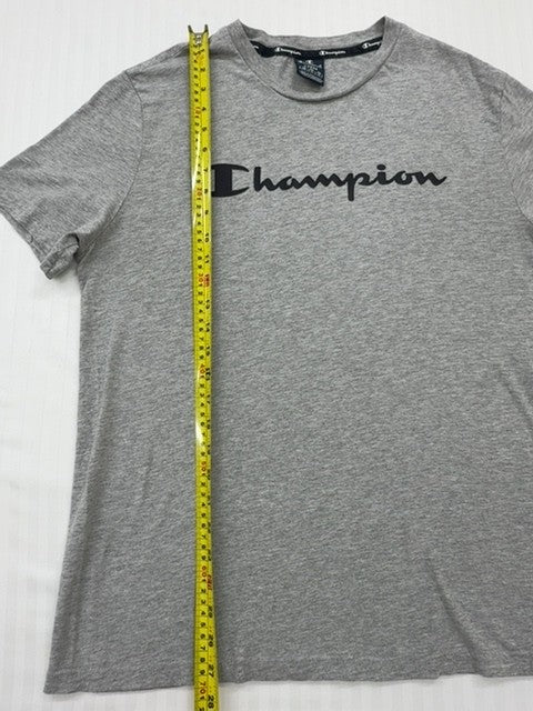 Champion Men's Light Gray Heather Script Logo T-Shirt Large