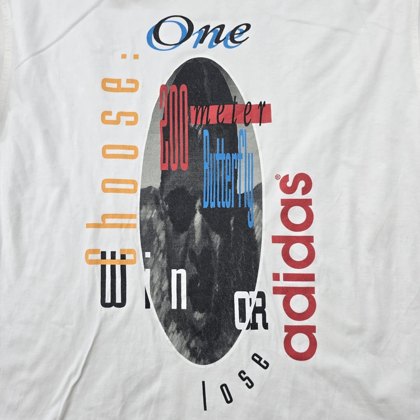 Adidas Men's White Graphic Short Sleeve T-Shirt L Vintage