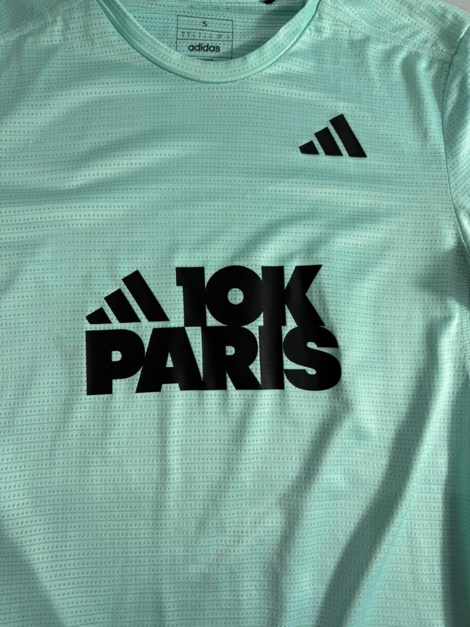 Adidas 10K Paris Training T-Shirt Men Small S Mint Green Running Tee