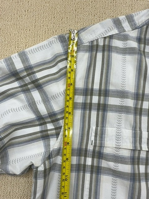 Wrangler Men's Grey Plaid Short Sleeve Western Snap Shirt L Cotton Blend