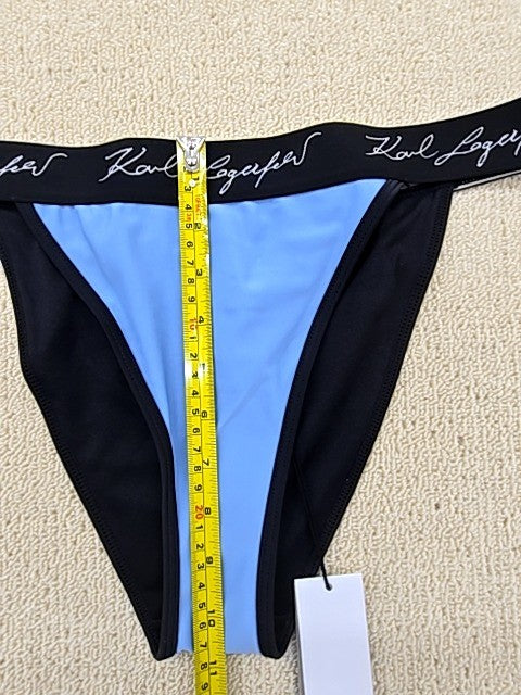 Karl Lagerfeld Women's Blue L String-Tie Swim Bottom Logo Solid