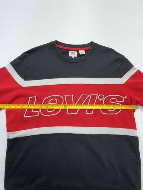 Levi's Boys Red/Black/White Colorblock Crewneck Hoodie Sweatshirt Size M EUC
