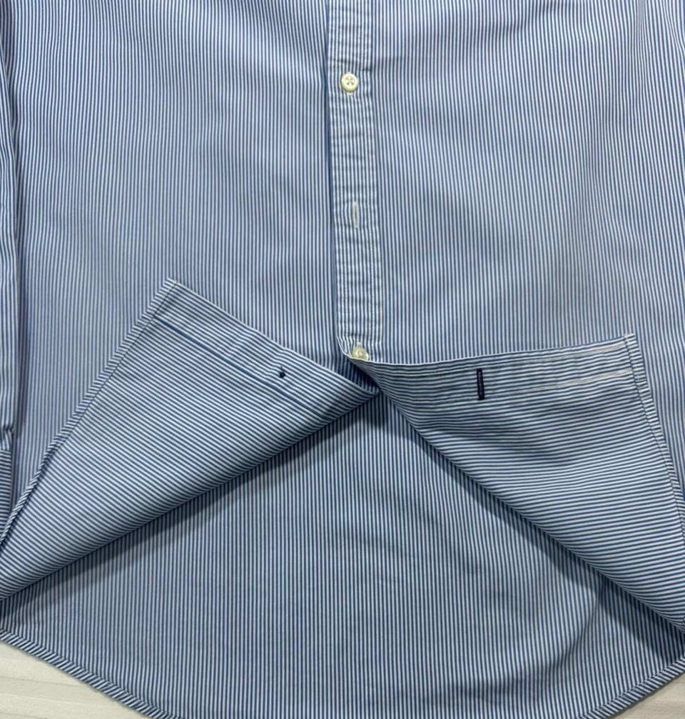 Tommy Hilfiger Men's Blue White Micro Stripe Easy Care Regular Fit Shirt Size M