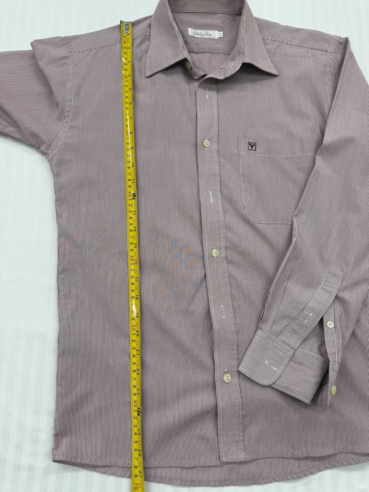 Valentino Rudy Mauve Striped L Long Sleeve Cotton Shirt Italy