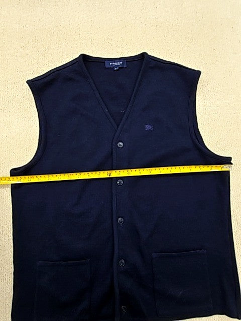 Vintage Burberry Navy Wool Blend V-Neck Vest Men's Size 8