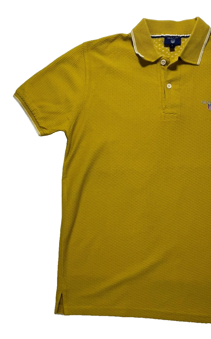 Gant Men Polo Shirt Short Sleeved Regular Fit - Yellow 100% Cotton - Size L
