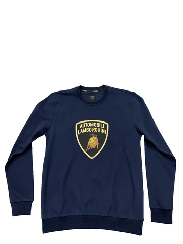 Lamborghini Navy Crewneck Sweatshirt S Men Cotton Long Sleeve