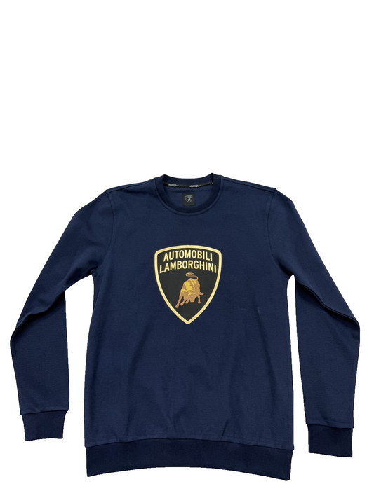 Lamborghini Men's Navy Sweatshirt – Size S, Long Sleeve, Crew Neck